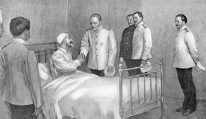Admiral Togo besucht den russischen Admiral Rozhestvensky im Krankenhaus, Russisch-Japanischer Krieg