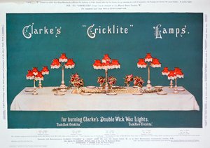 Werbung für Clarkes Cricklite Lampen, 1899