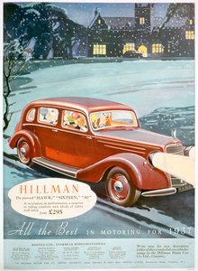 Werbung für Hillman-Autos, 1936