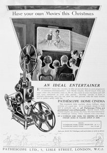 Werbung für das Pathescope Heimkino, 1928