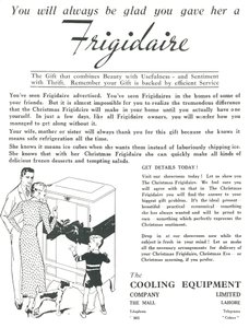 Werbung für Frigidaire-Kühlschränke, 1936