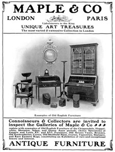Werbung für Maple & Co aus London, Verkäufer von antiken Möbeln, 1901 von Unbekannt
