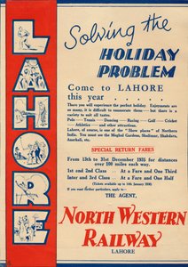 Werbung für die North Western Railway zur Förderung von Reisen nach Lahore, 1936 von Unbekannt
