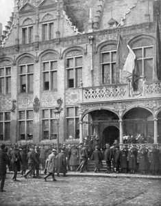 Albert I. von Belgien und der französische Präsident Poincaré treffen sich in Veurne, Belgien, 1. November 1914 von Unbekannt