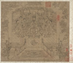 Album mit daoistischen und buddhistischen Themen: Prozession der daoistischen Gottheiten: Blatt 1, 1200er Jahre von Unbekannt