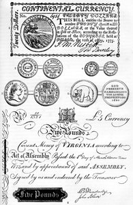 Amerikanische Münzen und Papiergeld, 17.-18. Jahrhundert, um 1880