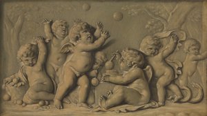Amorini beim Spielen, eines von einem Paar, 1770-90 von Unbekannt