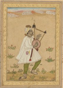 Ein afrikanischer Leierspieler (recto), Kalligraphie (verso), ca. 1640-1660