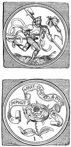 Alte Spielkarten: Bube und Ass, 1833 von Unbekannt