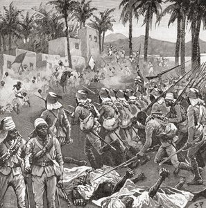 Anglo-ägyptische Truppen stürmen das Dorf Ferkeh in der Schlacht von Ferkeh oder Firket, 7. Juni 1896, während des Mahdi-Aufstands von Unbekannt