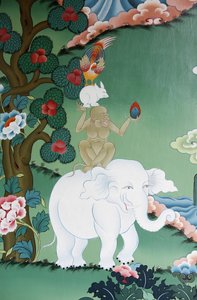 Tierfreundschaftsgeschichte im Kopan-Kloster, Kathmandu, Nepal