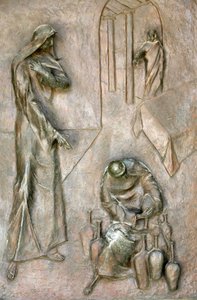 Türskulptur der Verkündigungsbasilika: Wunder der Hochzeit zu Kana, Nazareth, Israel von Unbekannt