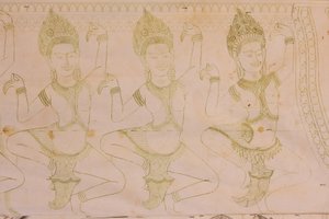 Apsara-Zeichnung, Siem Reap, Kambodscha