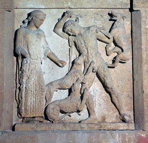 Archaische Metope, die Aktäon und Artemis zeigt, 5. Jahrhundert v. Chr. von Unbekannt