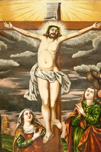 Armenische Apostolische Kirche; Wandmalerei; Szene aus dem Neuen Testament; die Kreuzigung Jesu; Vank-Kathedrale; Jolfa oder Neu-Julfa; Isfahan; Iran; Asien von Unbekannt