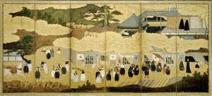 Ankunft eines portugiesischen Schiffes. Nanban-Bildschirm, ca. 1600 von Unbekannt