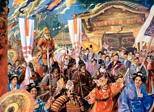 Künstlerische Darstellung von Yorimoto, japanischer Krieger des 12. Jahrhunderts von Unbekannt
