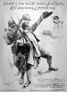 Unterstützt die elsässischen Soldaten, französisches Plakat aus dem Ersten Weltkrieg, 1916 von Unbekannt