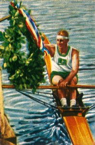 Der australische Ruderer Bobby Pearce gewinnt den Einer, 1928
