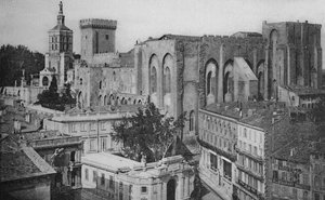 Avignon - Papstpalast, Blick auf den Uhrturm, ca. 1925