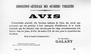 Avis, aus Französischen politischen Plakaten der Pariser Kommune