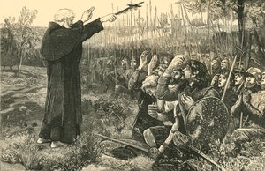 Bannockburn: Der Abt von Inchaffray segnet die Schotten vor der Schlacht, 1314, 1890 von Unbekannt