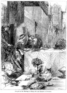 Bankett zur Hochzeit von König Heinrich III 1207-1272 und Eleonore von der Provence ca. 1223-1291, 1236 von Unbekannt