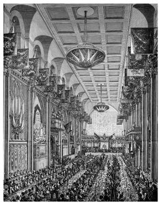 Bankett im Großen Saal für Königin Victoria, Guildhall, City of London, November 1837, 1886 von Unbekannt