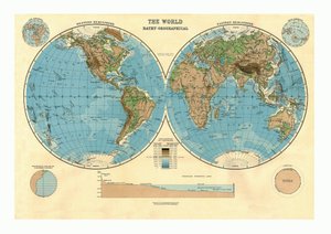 Bathy-Orografische Karte der Welt, ca. 1920er Jahre