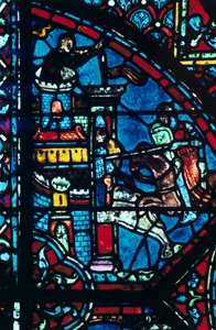 Kampf um eine Stadt, Buntglas, Kathedrale von Chartres, Frankreich, ca. 1225 von Unbekannt