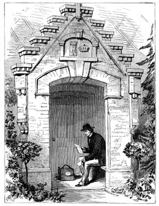 Benjamin Disraeli 1804-1881 liest Briefe auf der Veranda der Hughenden Lodge, 19. Jahrhundert von Unbekannt