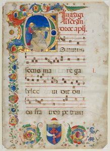 Bifolium aus einem Antiphonar: Initiale D[ominus Iesus], ca. 1425-1450 von Unbekannt