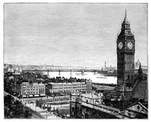 Big Ben und die Houses of Parliament, Westminster, London, 1870