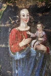 Bionnassay Barockkapelle. Jungfrau Maria und Jesus. Frankreich