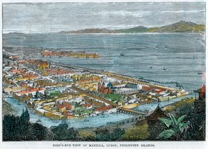 Vogelperspektive von Manila, Luzon, Philippinen, ca. 1880