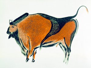 Bison, Kopie einer paläolithischen Höhlenmalerei in Altamira, Nordspanien, 1913