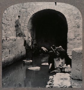 Blinde Männer waschen ihre Augen im Teich von Siloah, um 1900 von Unbekannt