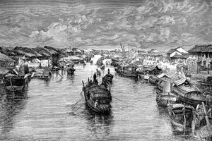Boote am chinesischen Arroyo, nahe Saigon, Vietnam, 1895 von Unbekannt