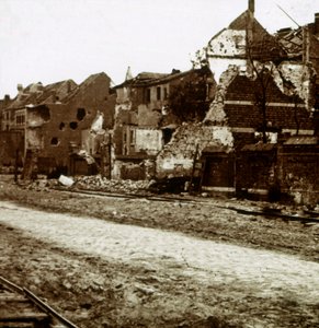 Ausgebombte Gebäude, Nieuwpoort, Flandern, Belgien, ca. 1914-1918