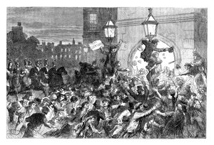 Brotaufstände am Eingang zum House of Commons, Westminster, London, 1815 ca. 1895 von Unbekannt
