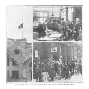 Die Nachricht vom Verlust der Titanic mit über zwölfhundert Leben nach London bringen, 20. April 1912