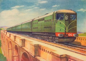 Brighton Belle, die elektrische Lokomotive der S.R., über Ouse Viadukt, 1940 von Unbekannt