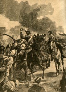 Britischer General Joseph Thackwell in der Schlacht von Sobraon, Punjab, Indien, 1846 ca. 1890