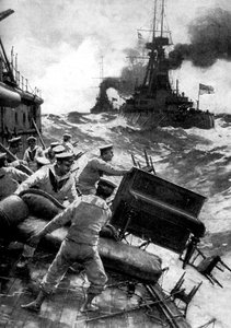 Britische Matrosen werfen Luxusgüter über Bord, Nordsee, Erster Weltkrieg, 1914 von Unbekannt