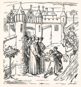 Die Brüder Polo brechen von Konstantinopel mit Marco nach China auf, um 1300, 1912 von Unbekannt