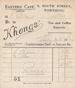 Café-Quittung, 1950