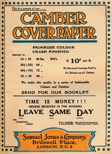 Camber Coverpaper - Samuel Jones & Company Werbung, 1919 von Unbekannt