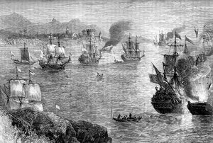 Kapitän Morgans Niederlage der spanischen Flotte, 1660er Jahre ca. 1880 von Unbekannt