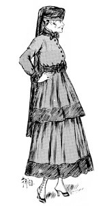 Kaschmir-Damenmode mit Seidenrand, 1915