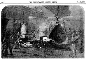 Gießen eines Mörsers bei Grissells Regents Canal Ironworks, City Road, London, 1855 von Unbekannt